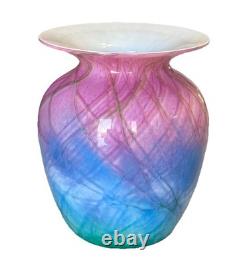 Nourot Art Glass David Lindsay Pink Blue & Green Vase