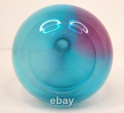 Nouvel Studio Art Glass Vase Pink and Blue Signed 11 inch with Sticker MCM