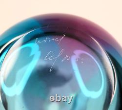 Nouvel Studio Art Glass Vase Pink and Blue Signed 11 inch with Sticker MCM