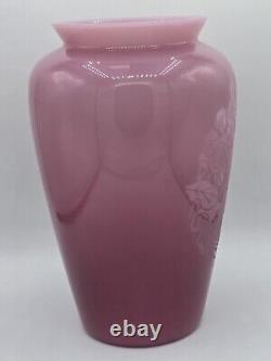 Numbered Vintage Fenton Etched Woman's Portrait-Pink Art Glass #579/850