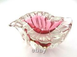 Oball pink teardrop shaped art glass geode Murano sommerso bowl