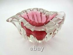 Oball pink teardrop shaped art glass geode Murano sommerso bowl