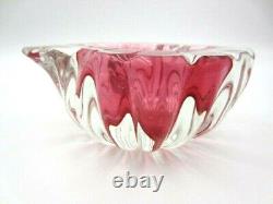 Oball pink teardrop shaped art glass geode Murano sommerso bowl