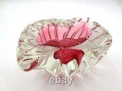 Oball pink teardrop shaped art glass geode Murano sommerso bowl