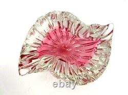 Oball pink teardrop shaped art glass geode Murano sommerso bowl