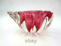 Oball pink teardrop shaped art glass geode Murano sommerso bowl