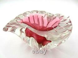 Oball pink teardrop shaped art glass geode Murano sommerso bowl