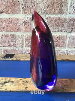 Oggetti SIGNED L. Onesto Murano Italy Glass Vase PURPLE pink Blue 20 Cm