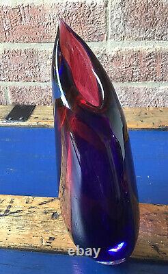Oggetti SIGNED L. Onesto Murano Italy Glass Vase PURPLE pink Blue 20 Cm