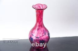 Okra'Pink Arum' Art Glass Vase Hand Made Iridescent Studio Glass Vessel