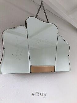 Old Peach Art Deco Mirror Art Deco Panel Mirror Frameless Pink Mirror