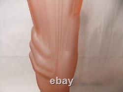 Olympic Torch Vase Statue Of Liberty Hand 1930s Art Deco Pale Pink Frosted Glass
