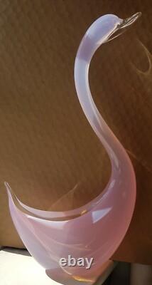 Opalescent Pink Art Glass Sculptural Bird Signed by Elio Raffael Gorgeous