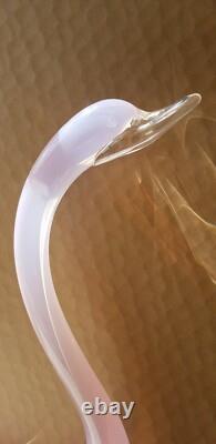 Opalescent Pink Art Glass Sculptural Bird Signed by Elio Raffael Gorgeous