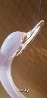 Opalescent Pink Art Glass Sculptural Bird Signed by Elio Raffael Gorgeous