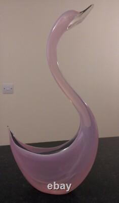 Opalescent Pink Art Glass Sculptural Bird Signed by Elio Raffael Gorgeous