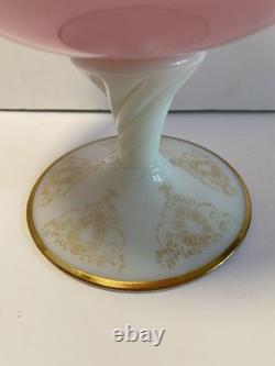 Opalescent Stemmed Empoli Brandy Snifter Glass Pink with Gold Detailing