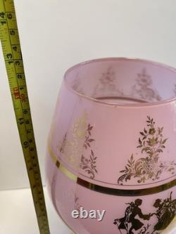 Opalescent Stemmed Empoli Brandy Snifter Glass Pink with Gold Detailing
