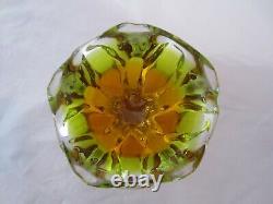 Organic lime green & pink czech sommerso art glass bowl 70s