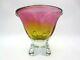 Organic pink & orange czech sommerso art glass bowl vase 70s