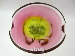 Organic pink & orange czech sommerso art glass bowl vase 70s