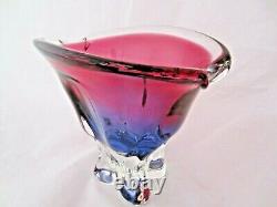 Organic purple & pink czech sommerso art glass bowl 70s