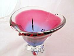 Organic purple & pink czech sommerso art glass bowl 70s