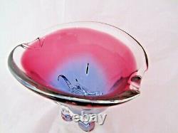 Organic purple & pink czech sommerso art glass bowl 70s