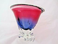 Organic purple & pink czech sommerso art glass bowl 70s