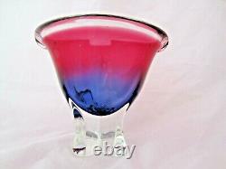 Organic purple & pink czech sommerso art glass bowl 70s