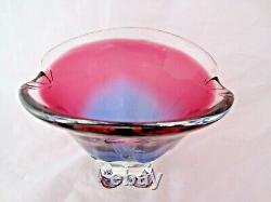 Organic purple & pink czech sommerso art glass bowl 70s