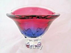 Organic purple & pink czech sommerso art glass bowl 70s