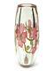 Orient Flume Art Glass Cased Crystal Vase Chico California Pink Dogwood Flowers