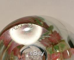 Orient Flume Art Glass Cased Crystal Vase Chico California Pink Dogwood Flowers