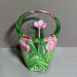 Orient & Flume Pink Tulip Vase Art Glass Bruce Sillars Design Art Glass Vintage