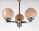 Original Art Deco Bakelite/Catalin, Chrome & Pink Glass Chandelier Lamp Rewired