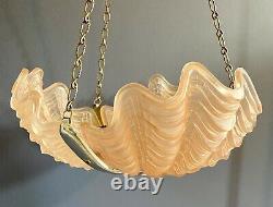 Original Art Deco Pink Glass Ceiling Light Shade Odeon Clam Shell 1930s