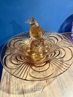 Original Art Deco Pink Peach Penguin Centrepiece Flower Frog Bowl 1930s Czech