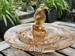 Original Art Deco Pink Peach Penguin Centrepiece Flower Frog Bowl 1930s Czech