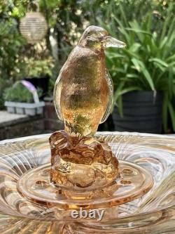 Original Art Deco Pink Peach Penguin Centrepiece Flower Frog Bowl 1930s Czech