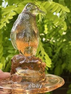 Original Art Deco Pink Peach Penguin Centrepiece Flower Frog Bowl 1930s Czech