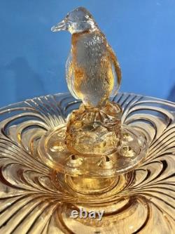Original Art Deco Pink Peach Penguin Centrepiece Flower Frog Bowl 1930s Czech