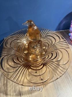 Original Art Deco Pink Peach Penguin Centrepiece Flower Frog Bowl 1930s Czech