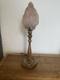 Original Art Deco Table Lamp Pink Flame Glass Shade