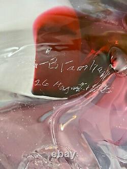 Original Vintage Peter Bramhall Hand Blown Glass Orb Signed 1997 Pink Sea Foam