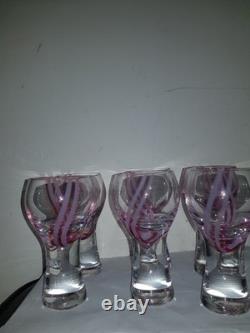 PANACHE pink swirl VINTAGE CAITHNESS 6 CANISBAY WINE GOBLET 1 GLASS DECANTER
