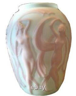 PHOENIX/CONSOLIDATED ART GLASS Vintage Nudes Large Dancing Girls Vase Circa 1938