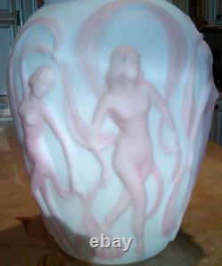 PHOENIX/CONSOLIDATED ART GLASS Vintage Nudes Large Dancing Girls Vase Circa 1938