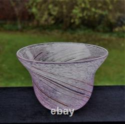 PINK ART GLASS BOWL, Milan Vobruba Gusum, Sweden Aleppo technique FREE SHIPPING