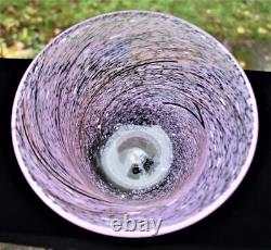 PINK ART GLASS BOWL, Milan Vobruba Gusum, Sweden Aleppo technique FREE SHIPPING